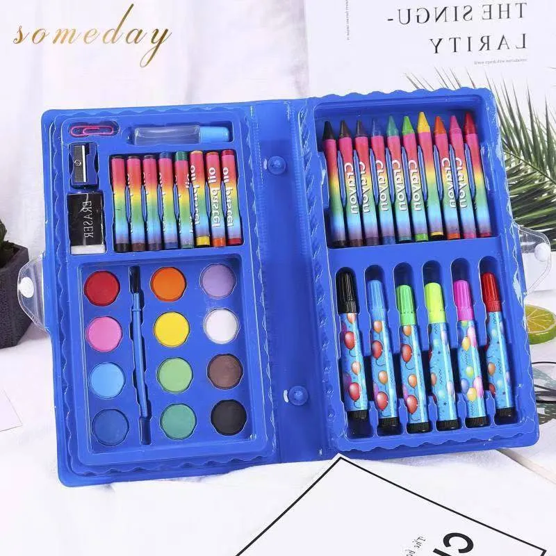 86pcs Kids Colored Pencil Artist Kit Painting Crayon Marker Pen Brush  Drawing Tools Kindergarten Supplies Kids Painting Pens Set