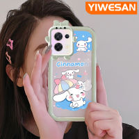 YIWESAN เคสสำหรับ OPPO Reno 8 5G ลายการ์ตูน Cinnamoroll เคสรูปโบว์เล็กๆน้อยๆมอนสเตอร์เคสนิ่มทนต่อการขัดถูเคสโทรศัพท์โปร่งใสฝาครอบป้องกันเลนส์กล้องถ่ายรูปซิลิกาเจล TPU