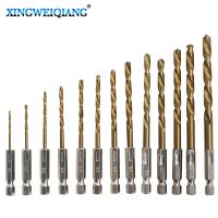 {SAVAGE Hardware Tools} XINGWEIANG 13ชิ้นไฮสปีดเหล็กความเร็วสูงไทเทเนียมเคลือบสว่านตั้ง1/4 Hex S Hank