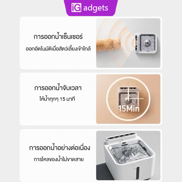 igadgets-น้ำพุไร้สายอัตโนมัติ3l-global-version-แบต5200mah-ระบบเซนเซอร์-น้ำพุแมวไร้สาย-น้ำพุแมว