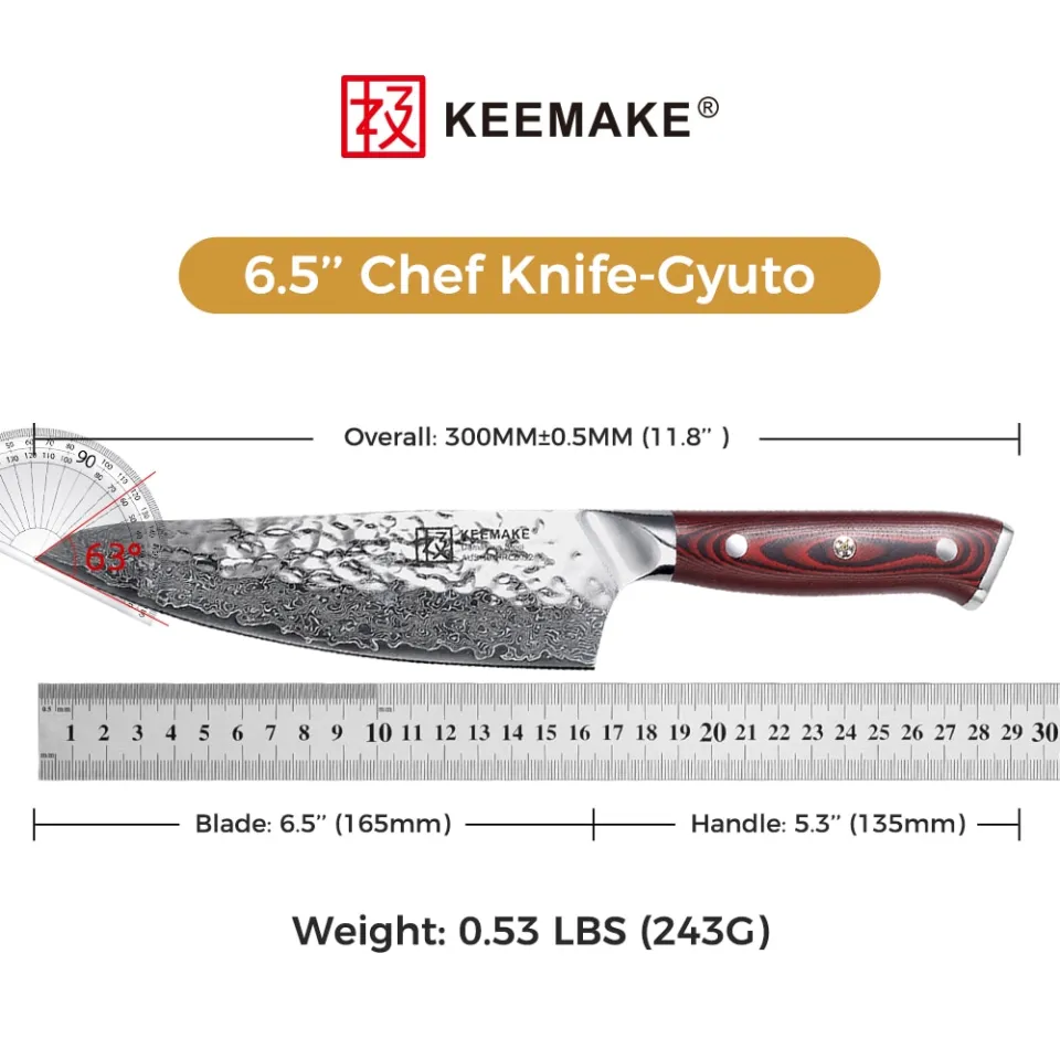 KEEMAKE Damascus Steel Kitchen Knives Razor Sharp Meat Cutting