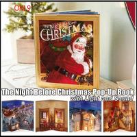 OKL9 กระดาษเคลือบสี Night Before Christmas pop-up book สายห้อยปกแข็ง พร้อมไฟและเสียง หนังสือแปลกใหม่ ของใหม่ ฉากป๊อปอัพ JUMBO pop-up book เด็กชายเด็กหญิง