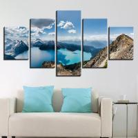 5ชิ้น Wall Art ภาพวาดผ้าใบ-ภูเขาที่สวยงามภูมิทัศน์ HD พิมพ์ภาพ Modular โปสเตอร์ที่ทันสมัย-ห้องนั่งเล่นห้องนอน Decor