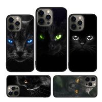 【อิเล็กทรอนิคส์เปล่งประกาย】เคสครอบโทรศัพท์ดวงตาแมวดำสำหรับ iPhone 14 5 6S 7 8 Plus X XS XR 11 12 13 Pro Max Samsung Galaxy S21 S22 S23อัลตร้า