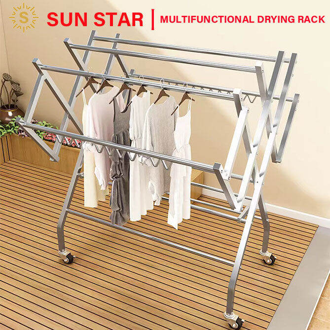 Stainless Steel Foldable Clothes Rack Laundry Drying Rack Indoor and