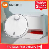 XIAOMI MIJIA ใหม่เครื่องดูดฝุ่นแบบหุ่นยนต์อัจฉริยะทำความสะอาดตัวเองได้กวาดบ้าน2800Pa การสั่นสะเทือนเช็ดล้างถูพื้นดูดพายุไซโคลน LindaF