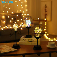 SOLLED โคมไฟตั้งโต๊ะ Led โรแมนติก Retro Hollow Iron Art Pentagram แก้วไวน์รูปร่าง Night Light สำหรับ Home Bedroom Decor