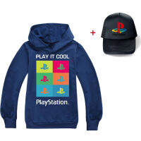 PlayStation เด็กเกาหลีการ์ตูนผ้าฝ้าย100% ฤดูใบไม้ผลิฤดูใบไม้ร่วงเสื้อผ้าเด็กเสื้อกันหนาวหมวกเสื้อกันหนาวที่มีกระเป๋าสำหรับเด็กหนุ่มๆสาวๆแขนยาว