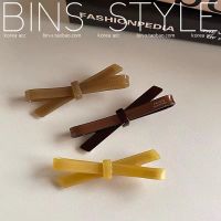 【CW】Korea imported turmeric sweet girly feeling color matching coffee color three-dimensional bow bangs duckbill clip side hairpin