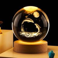 ❃❏ Valentines Day Decorative Lamp Crystal Ball Glowing LED Night Light Bedroom Decor Galaxy Moon Night Lamp Gift for Kids Couple