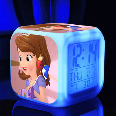 นาฬิกาปลุกเจ้าหญิงนาฬิกาปลุกดิจิตอล,นาฬิกาปลุกเจ้าหญิงโซเฟียเปลี่ยนสีได้ของเล่นเด็กนาฬิกาปลุกอเนกประสงค์
