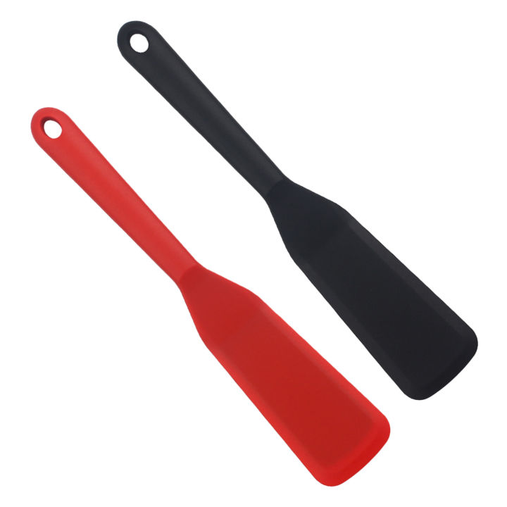 Kitchen Silicone Head Plastic Handle Nonstick Spatula Scraper Red 2pcs - White,Red