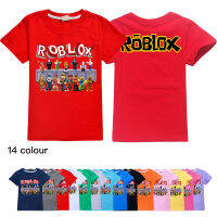 Ro Bloxs เสื้อยืดการ์ตูนผ้าฝ้ายหวี,เสื้อยืดเด็กแขนสั้นเสื้อผ้าหน้าร้อนแฟชั่น0000