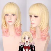 Cosplay Anime 50CM Diabolik Lovers Cosplay Wig Komori Yui Light Blonde With Pink Cos Wigs Heat Resistant Synthetic Hair Cos Wigs