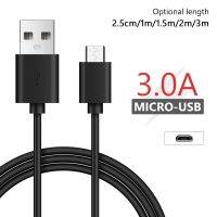 0.25/1/1.5/2/3M ไมโคร Usb สายเชื่อมต่อข้อมูลสายชาร์จเร็ว3a สำหรับจุด Samsung ไฟ Huawei โทรศัพท์วินโดวส์เครื่องพิมพ์ PS4