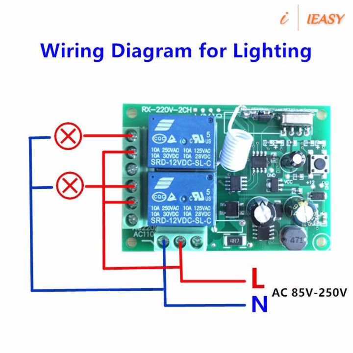 รีโมทรีเลย์ไร้สาย-220v-2ch-433-mhz-โมดูลรับสัญญาณ-rf-433-mhz-รีโมททีวี-รีโมทแอร์-รีโมท-รีโมด