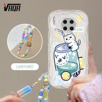 VRQR INS เคสโทรศัพท์สไตล์สำหรับ Huawei Mate 30 Pro Mate 40 Pro Mate 50 Pro ลายขวดใส่น้ำอัดลมและลูกแมวน่ารักพร้อมสร้อยข้อมือไอศครีม