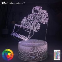 วิศวกรรมยานพาหนะรถขุด Bulldozer 3D LED nightlight USB รถโต๊ะโต๊ะโคมไฟที่มีสีสันบ้านห้องนอนตกแต่งแสง kidsft