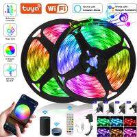 20M 50ft Tuya Wifi LED Strip 12V 5m Work with Alexa Assistant Bluetooth Control RGB 5050 Tape Ribbon Neon Light for Room