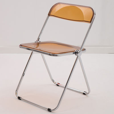 ขาอะคริลิกสีเงินเก้าอี้พับได้ชุบด้วยไฟฟ้าเก้าอี้พับเก้าอี้แต่งหน้าสำหรับร้านขายเสื้อผ้า