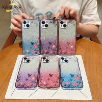 KISSCASE เคสโทรศัพท์กากเพชรไล่ระดับสีเคสกันกระแทกเคลือบ TPU สำหรับ Iphone 14 13 12 11 Pro Max