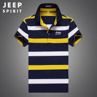 JEEP SPIRIT เสื้อยืดแขนสั้นลายทางลำลองของผู้ชายแฟชั่นเสื้อโปโลเยาวชนฤดูร้อน7221 Feibi