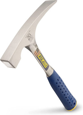 Estwing - E3‐20BLC Bricklayers/Masons Hammer - 20 oz Masonary Tool with Forged Steel Construction &amp; Shock Reduction Grip - E3-20BLC Silver 20 oz (Ounces) Hammer