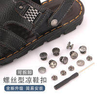 【cw】 Nail-Free Men S Sandals Button Beach Shoes Slippers Fixed Movable Metal Rivet Accessories Detachable Adjustable Buttons