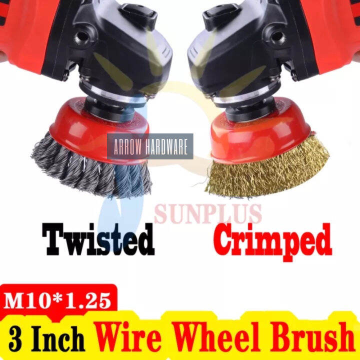 3” Wire Wheel Brush,Twisted Knotted Cup Brush for Grinders,Rust Removal