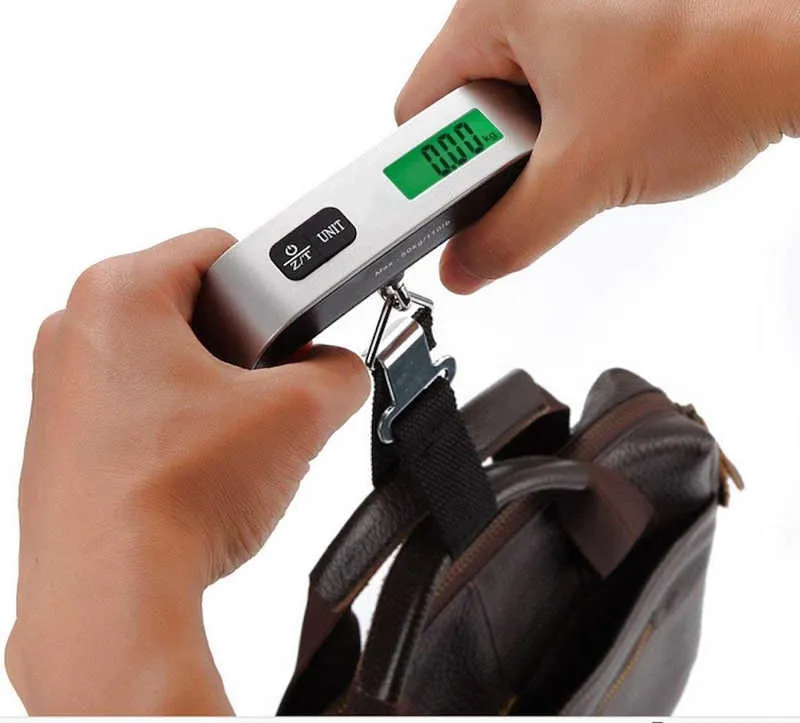 CD Digital Luggage Scale 50kg Portable Electronic Scale Weight Balance Suitcase  Travel Bag Hanging Steelyard Hook