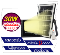 Solar lights ไฟสปอตไลท์ 100W30W White light แสงสีแสงวอร์ม 3500K กันน้ำ ไฟ Solar Cell ใช้พลังงานแสงอาทิตย์ โซลาเซลล์ Outdoor Waterproof Remote Control Ligh