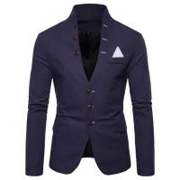 ZZOOI 2021Men Blazer Men Long Sleeve Stand Collar TUXEDO Suit Blazer 3 Button Slim Jacket Coat Americana Hombre Blazer пиджак мужской