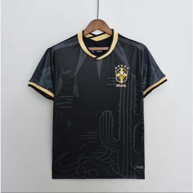 Brazil 2022 Black Football Jersey –