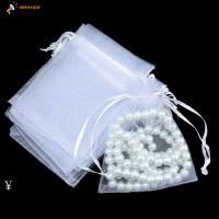 MMHYGDF 25/50PCS ลูกอม ปาร์ตี้ซัพพลาย ของชำร่วยคริสต์มาส ถุงสีขาว Organza Gauze ซอง ถุงของขวัญ กระเป๋าหูรูด