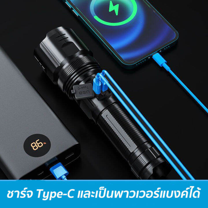 รับประกัน-10-ปี-m80-ไฟฉาย-ปรับซูมได้-การส่องแสงแรงไกล-สว่างมาก-โคมไฟ-led-กลางคืนกลายเป็นกลางวัน-ไฟฉายมือถือ-ไฟฉายชาร์จ-usb-ไฟฉายแรงสูงled-ไฟฉายกันน้ำแท้-ไฟฉายแรงสูง-ไฟฉาย-แรง-led-ไฟฉายเดินป่า-ไฟฉายแรง