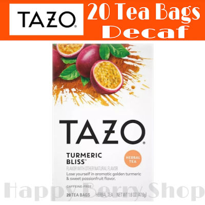 TAZO TEA 🍃 ชาสมุนไพร Tazo Turmeric Bliss Herbal Tea ไม่มีคาเฟอีน⭐พร้อมส่ง⭐ ชาเพื่อสุขภาพ นำเข้าจากประเทศอเมริกา 1 กล่องมี 20 ซอง