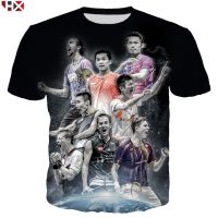 HX Badminton Star Lee Chong Wei Lin Dan 3D พิมพ์เสื้อยืดแขนสั้น Unisex