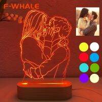 【cw】 Photo Night Bedroom Beside Lamp Wood Base Colorful Wedding New Year