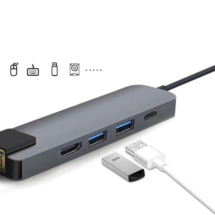 ผู้ขายที่ดีที่สุด5-in-1-usb-type-c-hub-hdmi-เข้ากันได้-usb-c-hub-เพื่อ-gigabit-rj45-ad-ter