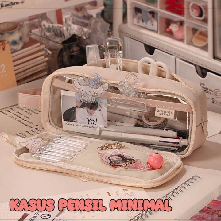 czs kartun oxford kapasitas besar tas pensil warna solid multi fungsi gadis tempat pensil anak sekolah alat tulis ritsleting tas