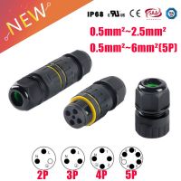 EW-M25 IP68 Waterproof Connector 2 /3/4/5 Pin Electrical Terminal Adapter Wire Connector Screw Pin connector LED Light 24~12AWG Electrical Connectors