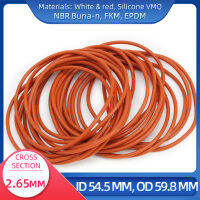 โอริง CS 2.65 มม. ID 54.5 มม. OD 59.8 มม. วัสดุพร้อมซิลิโคน VMQ NBR FKM EPDM ORing Seal Gaske-Lusjeh