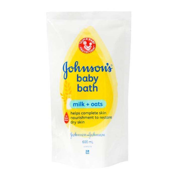 JOHNSON'S Baby Bath Milk + Oat Refill 600ml x 4 packs Lazada