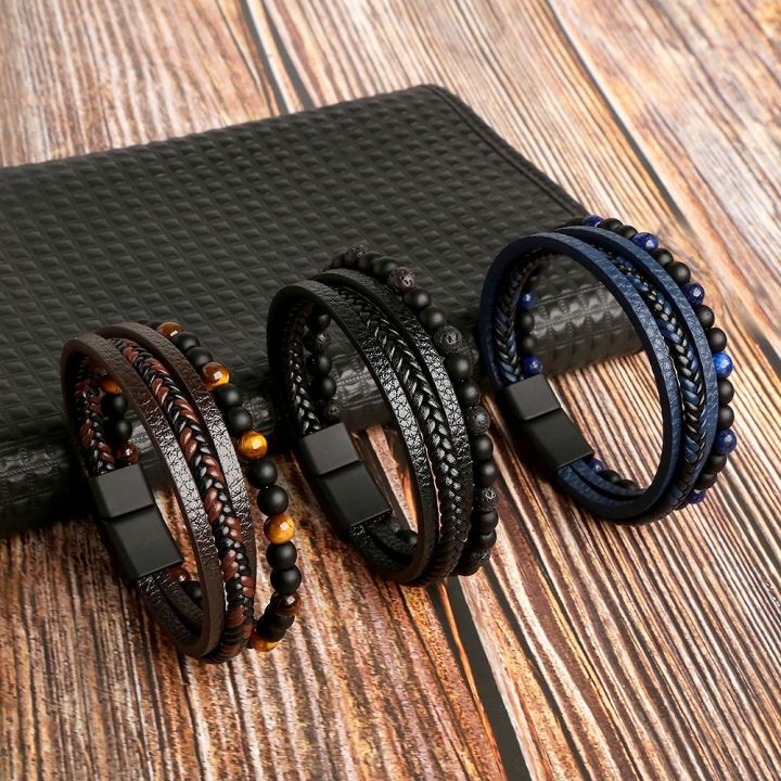 3-4-layer-high-quality-hand-woven-leather-bracelets-men-trendy-punk-magnetic-clasp-braided-charm-bracelet-jewelry-gift-wholesale