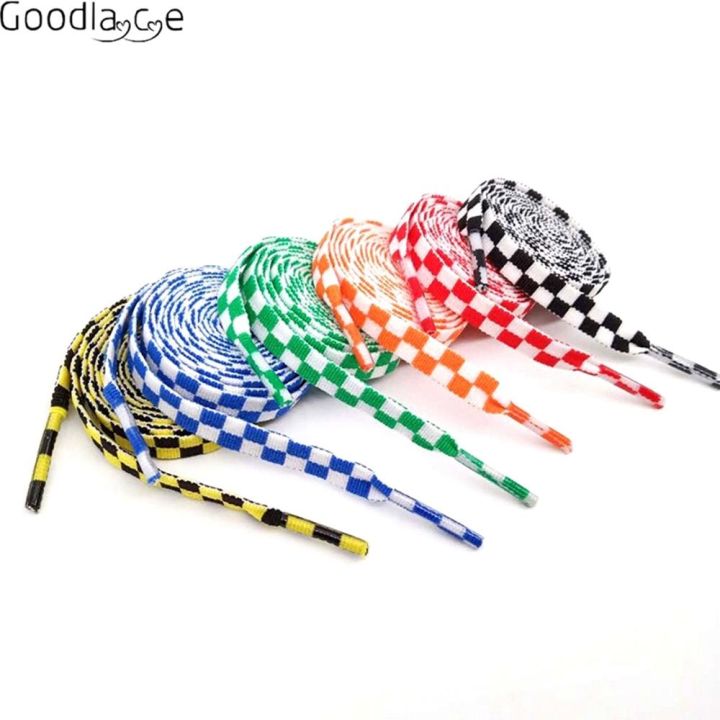 flat-shoelaces-checkered-shoe-lace-for-sneaker-sport-casual-shoes-47-quot-55-quot-new