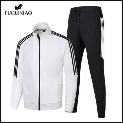 Fuguiniao/FGN สบายๆชุดแฟชั่นผู้ชาย 2019 กีฬาชุดกีฬา 2 ชิ้น Hoodies ชุดกางเกงชาย