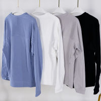 เสื้อกันหนาวผู้ชาย French Terry รอบคอ Pullover แขนยาวกีฬากลางแจ้งแฟชั่นใหม่สีทึบ