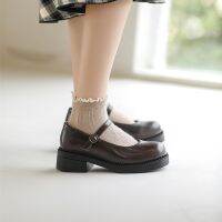 [COD] spring and autumn new solid round toe shoes leather low buckle black loafers