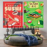 ญี่ปุ่นอาหารอาหารญี่ปุ่นพิมพ์ผนังศิลปะซูชิโปสเตอร์ Modern Kitchen Decor Foodie Retro Wall Art Prints