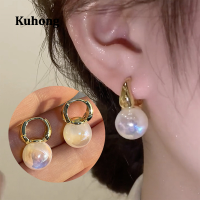 Kuhong เครื่องประดับแฟชั่นผู้หญิงใหม่สีทองตุ้มหูลูกปัดคุณภาพสูงคลาสสิค